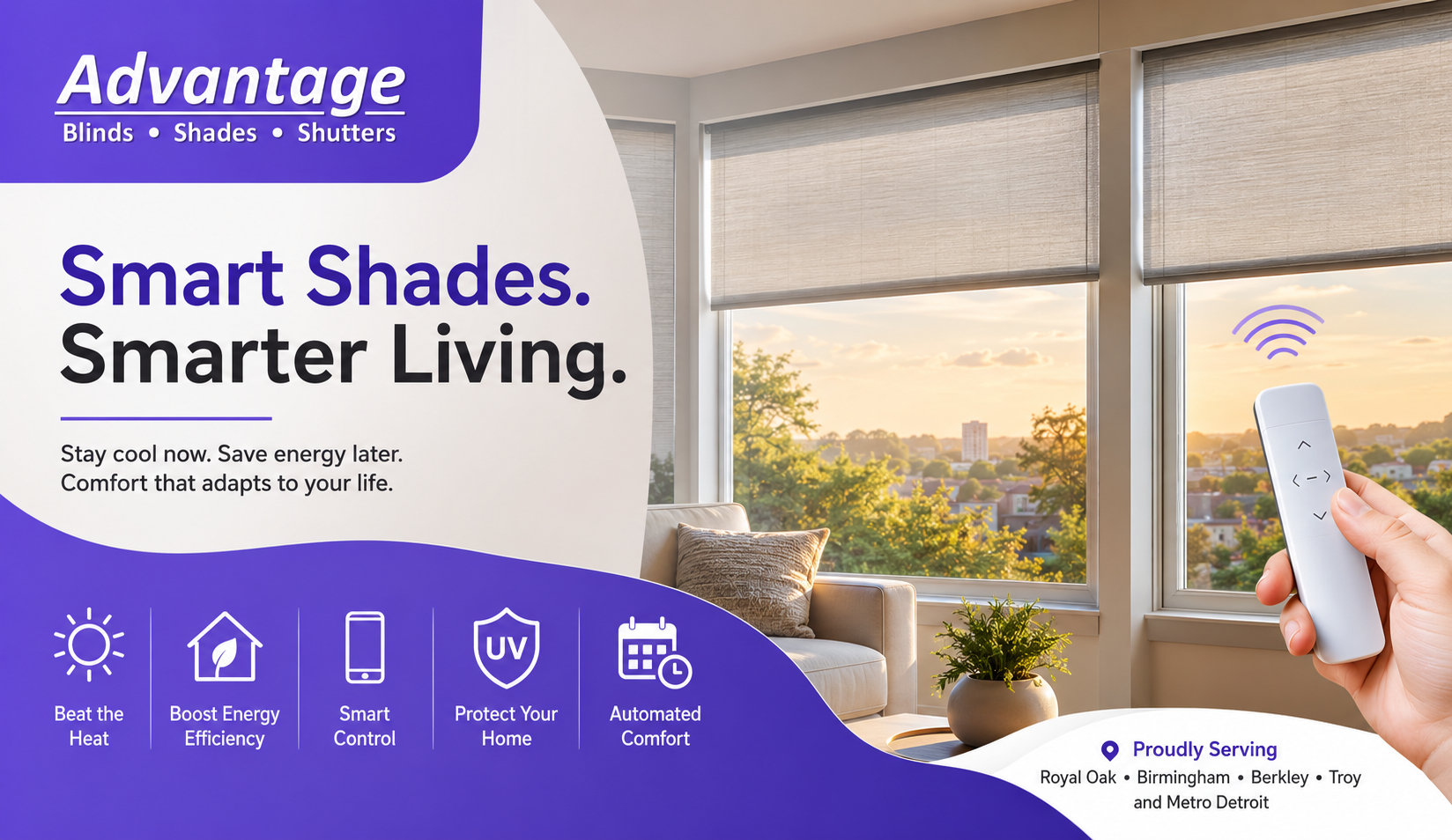 Beat the Late-Summer Heat (and Prep for Fall): How Smart Motorized Shades Upgrade Your Comfort in Royal Oak, MI